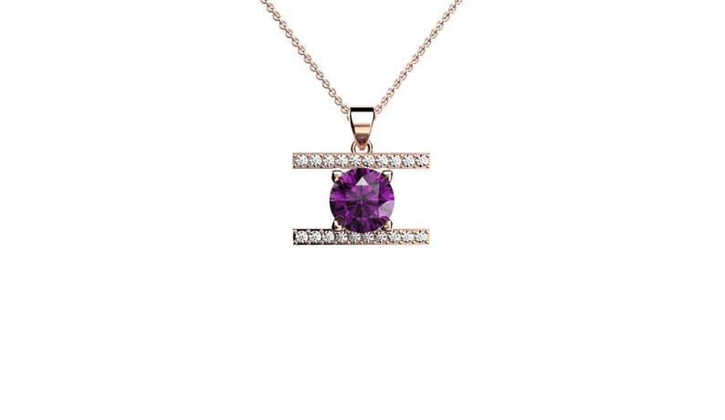 Rose Gold Amethyst Pendant Necklace Image 0