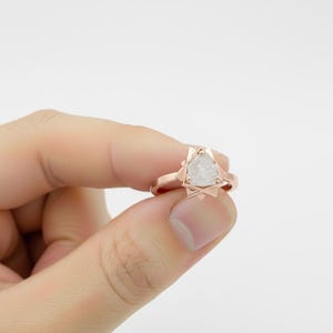 Geometric Yellow Gold Raw Diamond Engagement Ring: Uncut Rough Stone image 5