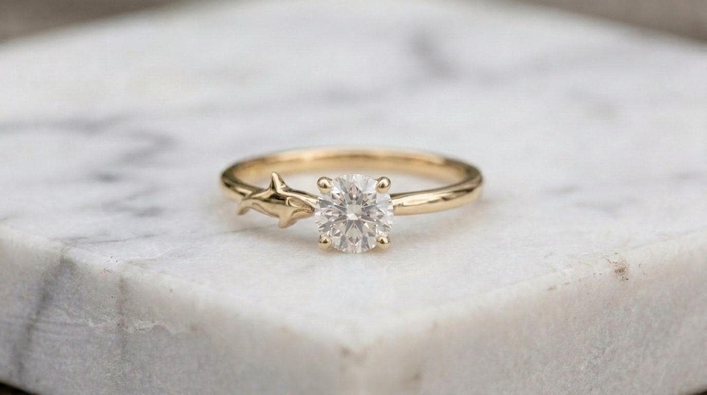 Solid Gold Orca Engagement Ring: Killer Whale Diamond Ring in Yellow, White, Rose, or Silver