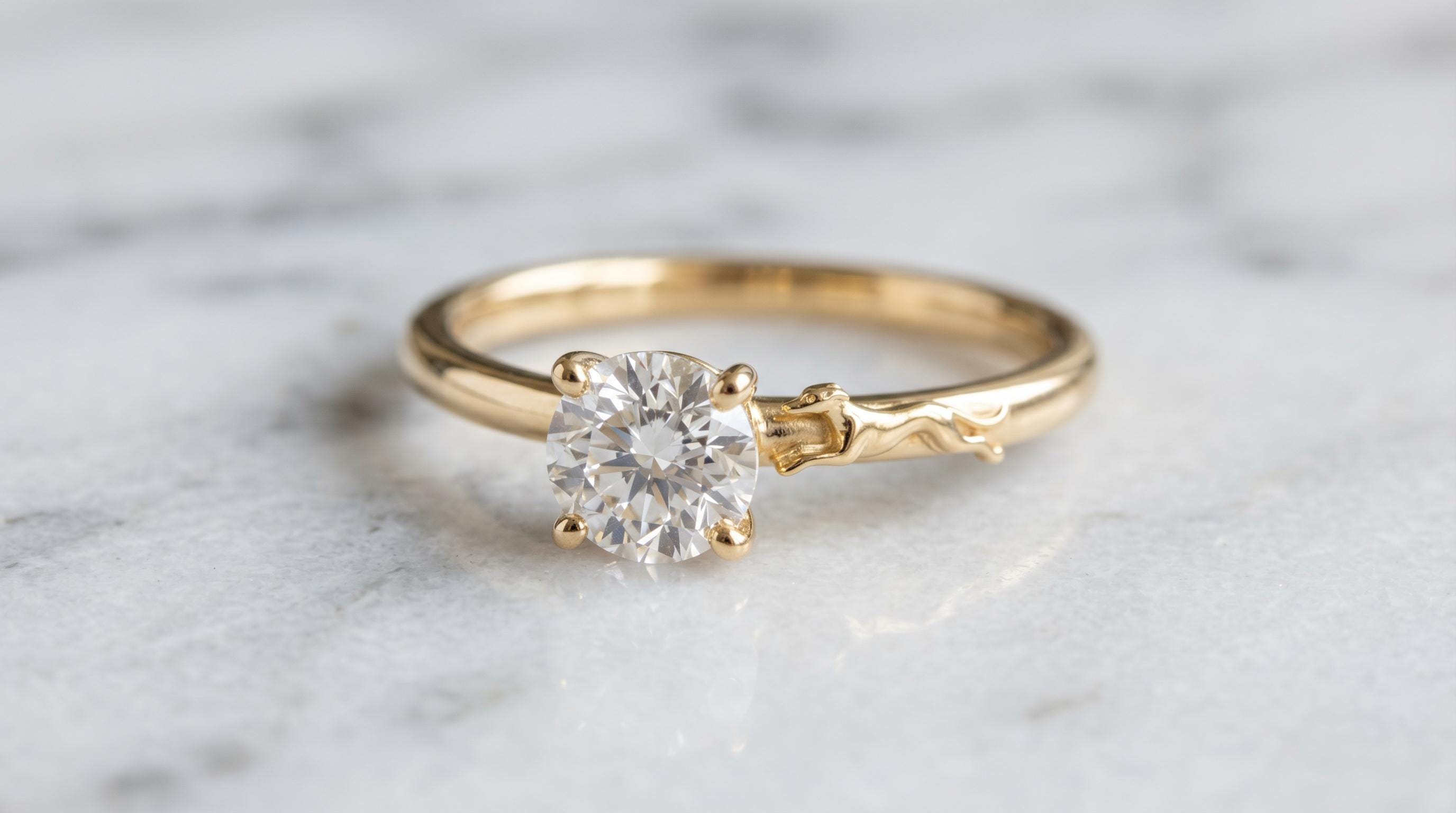 Solid Gold Greyhound Engagement Ring: Grey hound Dog Ring in Yellow, Rose, White, or Silver