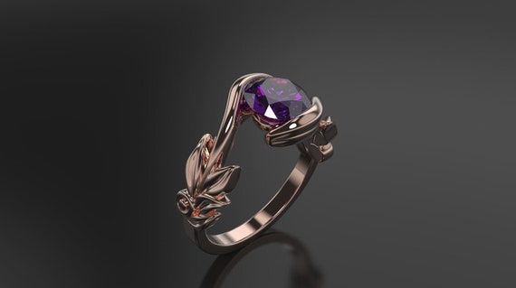 Amethyst Engagement Ring Rose Gold Engagement Ring Amethyst Ring