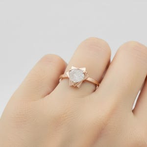 Geometric Yellow Gold Raw Diamond Engagement Ring: Uncut Rough Stone image 4