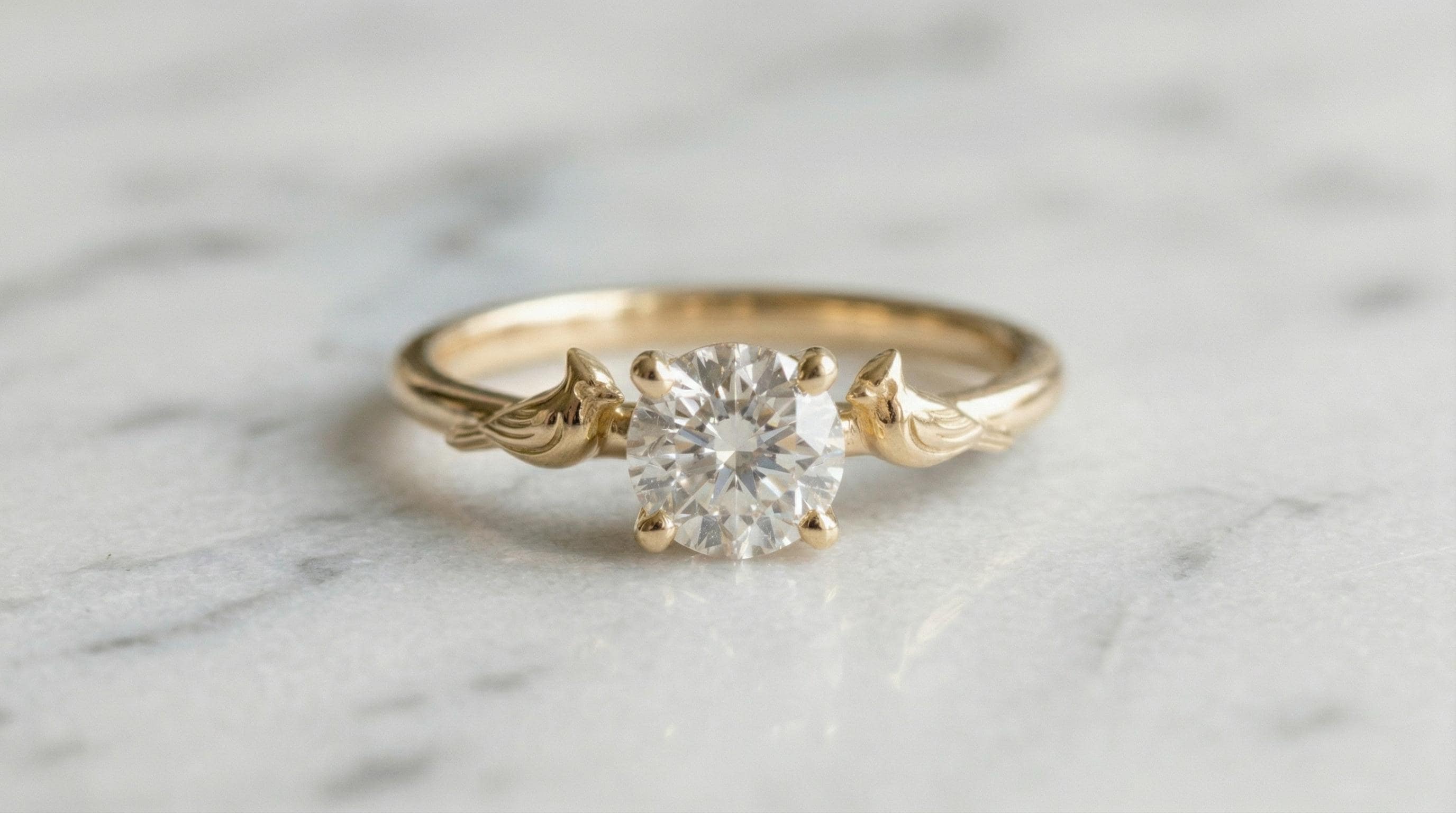 Solid Gold Cardinal Engagement Ring: Bird Diamond Ring in Yellow, Rose, White, or Silver