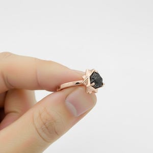Geometric Yellow Gold Raw Diamond Engagement Ring: Uncut Rough Stone image 7