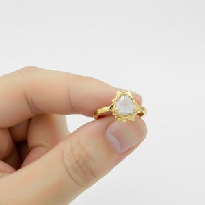 Geometric Yellow Gold Raw Diamond Engagement Ring: Uncut Rough Stone image 2