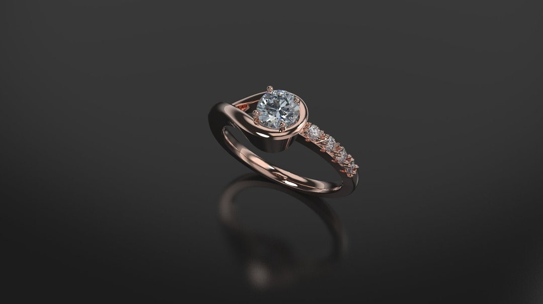Aquamarine Engagement Ring Rose Gold Engagement Ring - Etsy