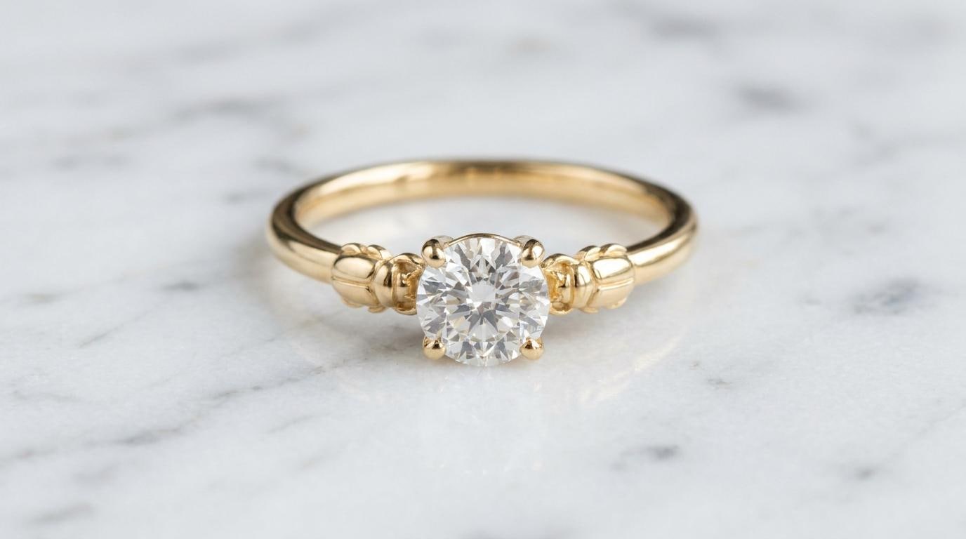 Solid Gold Beetle Engagement Ring: Scarab Beetle Diamond Ring in Yellow, White, Rose, or Silver