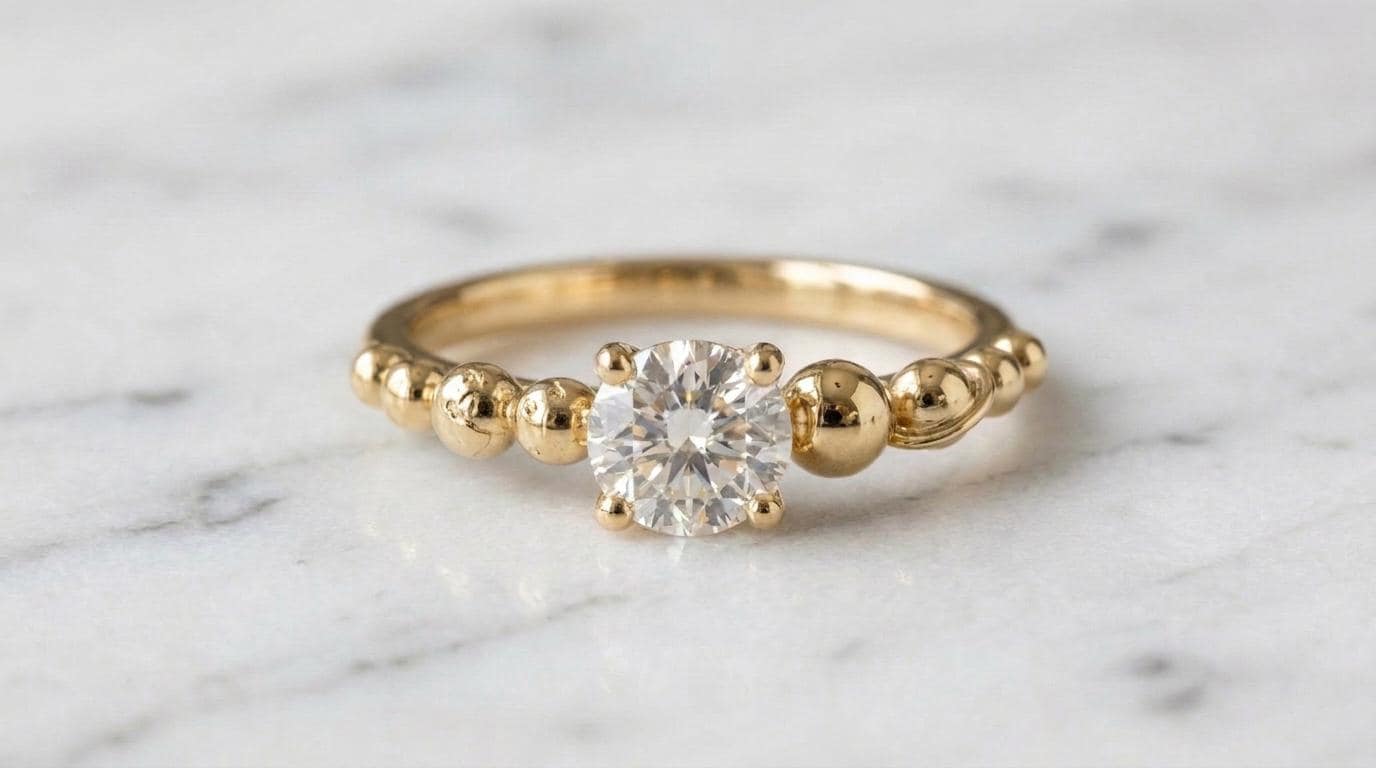 Solid Gold Solar System Engagement Ring: Celestial Solar System Diamond Ring in Yellow, White, Rose, or Silver