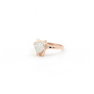 Geometric Yellow Gold Raw Diamond Engagement Ring: Uncut Rough Stone image 3