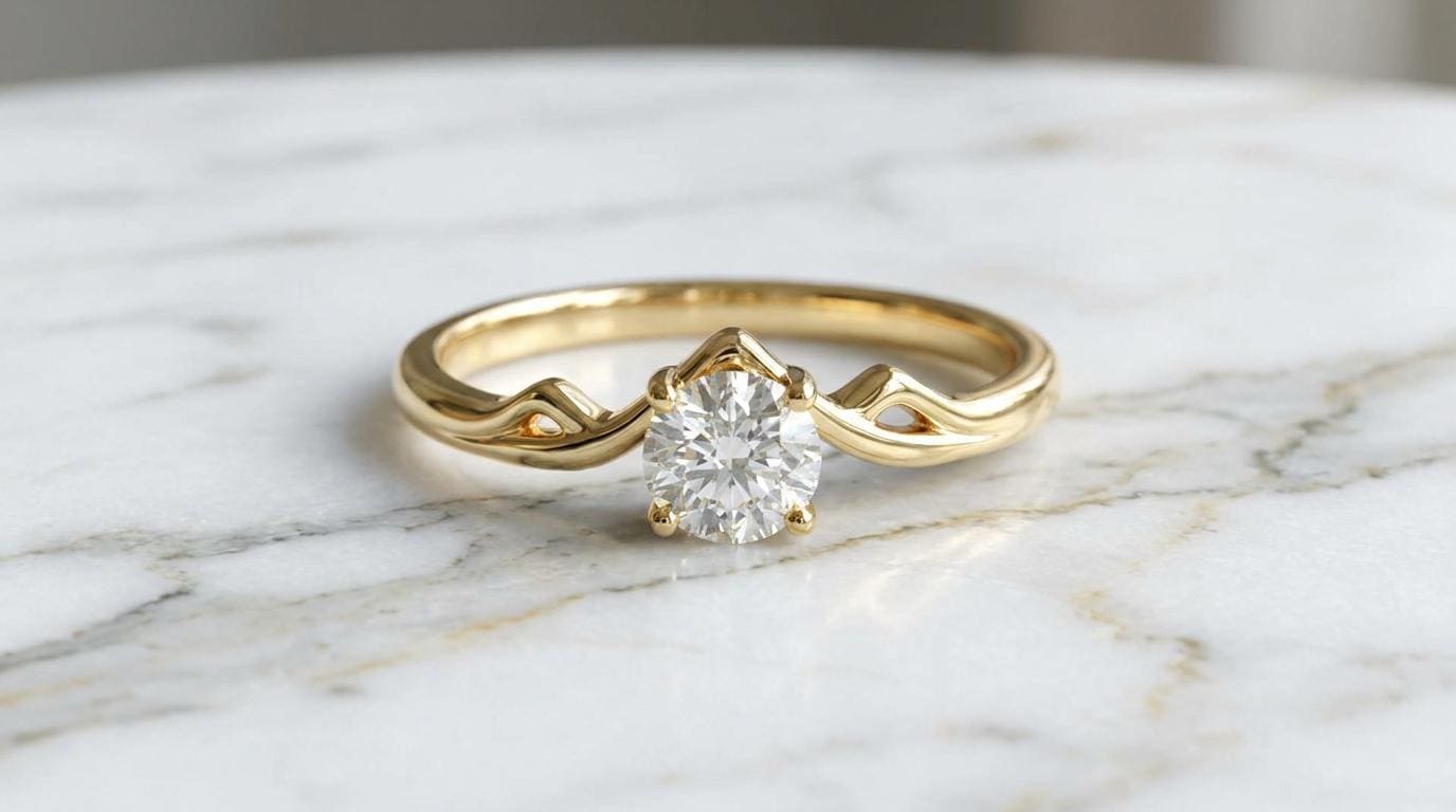 Solid Gold Mountain Range Engagement Ring: Mountain Range Diamond Ring in Yellow, White, Rose, or Silver