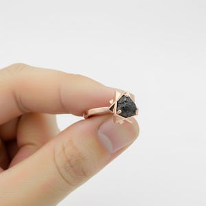 Geometric Yellow Gold Raw Diamond Engagement Ring: Uncut Rough Stone image 6