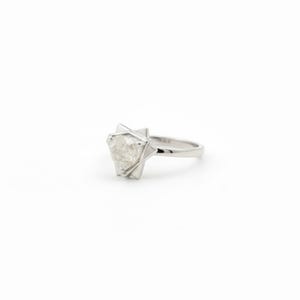 Geometric Yellow Gold Raw Diamond Engagement Ring: Uncut Rough Stone image 8