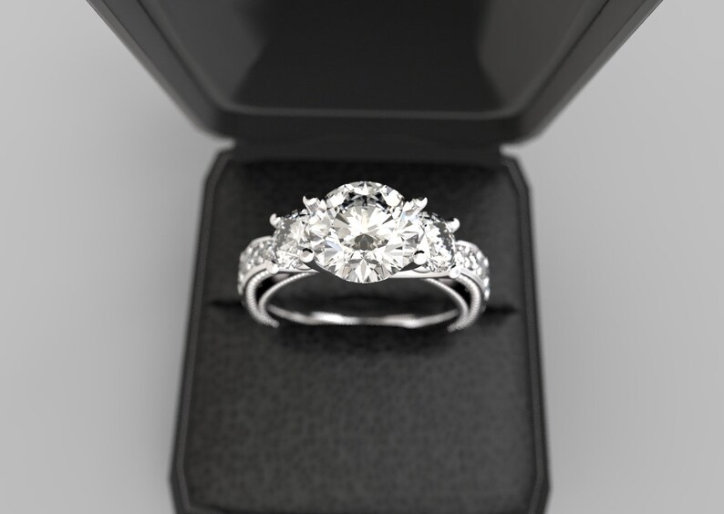 Gold Moissanite Ring Moissanite Engagement Ring Rose Gold Etsy