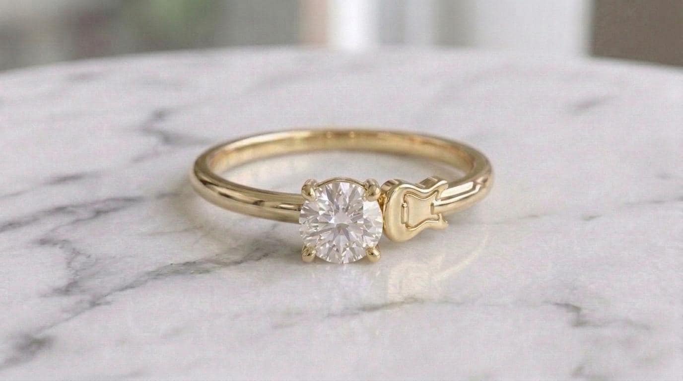 Solid Gold Electric Guitar Engagement Ring: Electric Guitar Diamond Ring in Yellow, White, Rose, or Silver