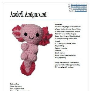 Axolotl Crochet Amigurumi Pattern PDF ONLY
