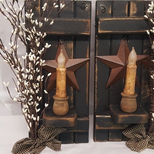 Primitive Wall Sconces with White Berries (set)