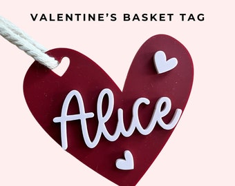 Valentine's Day Name Tags | Heart Name Tags | Acrylic Name Labels | Gift Labels | Valentines day basket tags | personalised heart tag