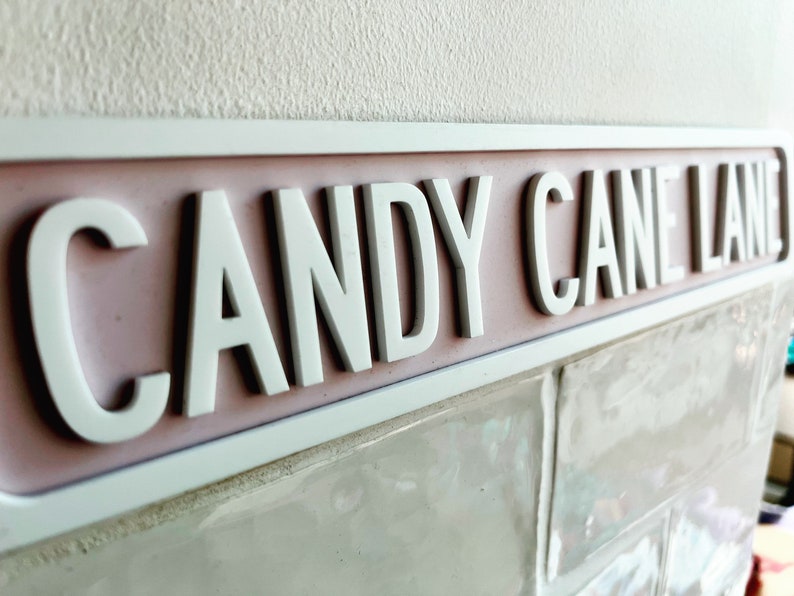 Candy cane lane sign pink Christmas decor image 3