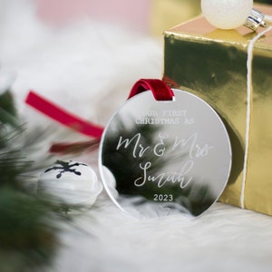 Newlywed Gift First Christmas As Mr And Mrs Mr And Mrs Decoration Personalised Bauble For 1St Christmas As Mr & Mrs Wedding Gift image 1