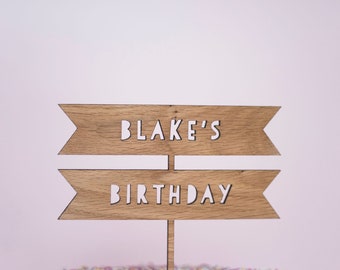 Décoration de gâteau d'anniversaire personnalisée, décoration de gâteau en bois, décoration de gâteau rustique