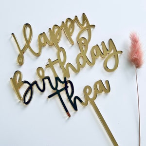 Happy Birthday Personalised Cake Topper Name Cake Topper - Etsy