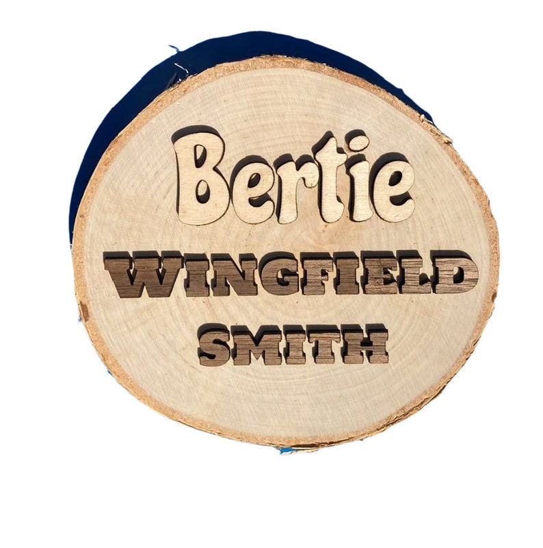 35 cm Log slice personalised name sign custom name plaque Etsy