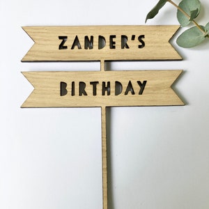 Personalised birthday cake topper, wooden cake topper, rustic cake decoration image 5