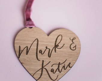 Personalised Name Valentine’s Day Gift, two names, anniversary gift, couples gift, valentines gift for her him,hanging decoration, Heart Tag