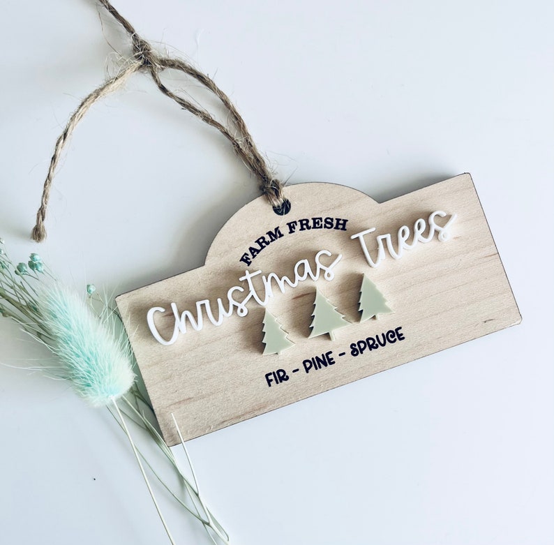 Christmas tree bauble, rustic wooden bauble, Christmas sign, farm fresh Christmas tree, Christmas gift, ornament, wood Christmas decoration image 2