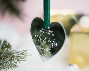 Personalised First Christmas Married Bauble | Mr and Mrs| Couple Christmas Keepsake | Personalised Wedding Ornament | Christmas Wedding Gift