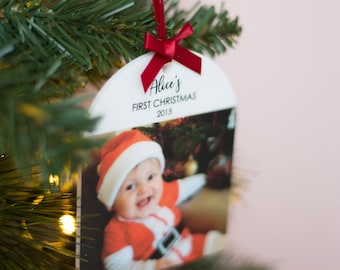 Babys First Christmas | Christmas Bauble | Arch Hanging Decoration/Bauble | New Baby Bauble | 1st Christmas | Custom Photo Bauble
