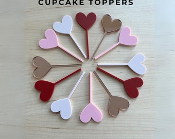 Heart Cupcake Toppers | valentines day cake toppers | cake decor | pink cupcake toppers | Galentines Day | Food Picks | Bridal Shower