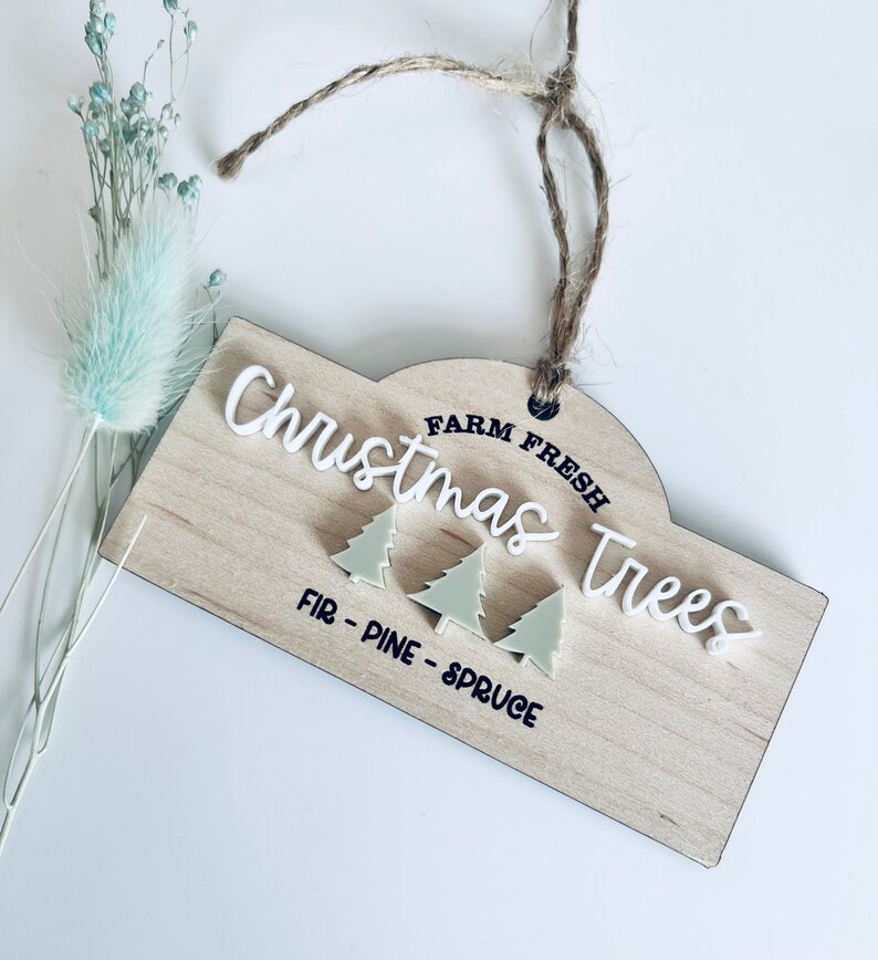 Christmas tree bauble, rustic wooden bauble, Christmas sign, farm fresh Christmas tree, Christmas gift, ornament, wood Christmas decoration image 5