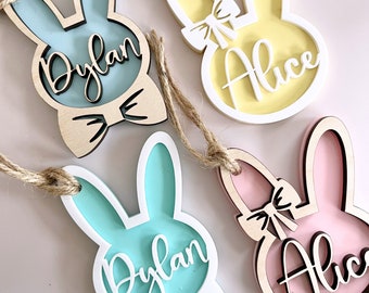 Personalised Bunny Easter Basket Tag | Custom Easter Place Card | Name Easter Basket | Name Charm | Kid Easter Basket | Child Gift