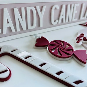 Candy cane lane sign pink Christmas decor image 1