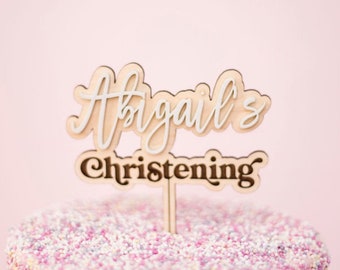 Christening day cake topper, personalised baptism cake topper, first holy communion, wooden cake topper, christening cake topper for girls