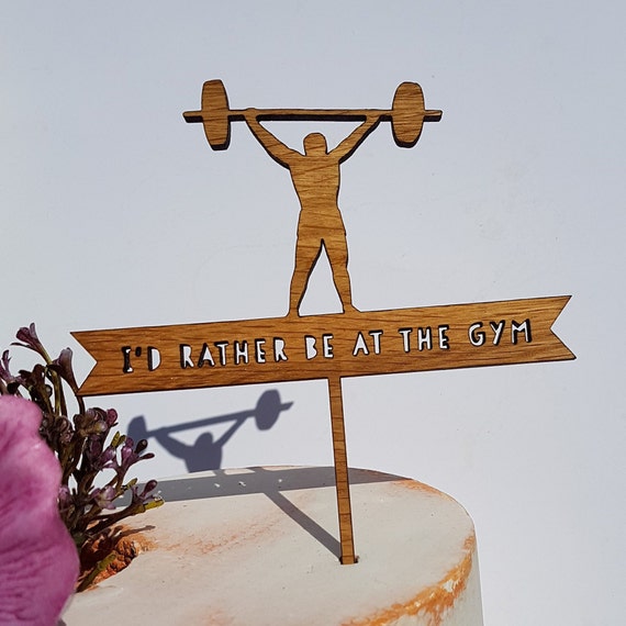 Personalised Weightlifting Cake Topper Wooden Cake Topper Etsy