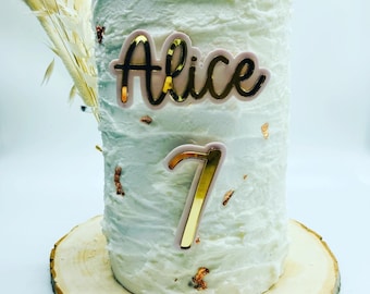 Cake charm, name and age cake charm, custom cake charm, acrylic, double layer