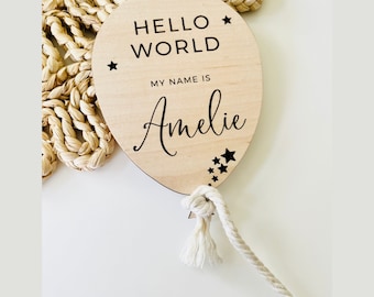 Personalised Baby Arrival Sign | Sign For Hospital | Hello World My Name Is | Baby Name Balloon sign | Baby Announcement | My Name Is Sign