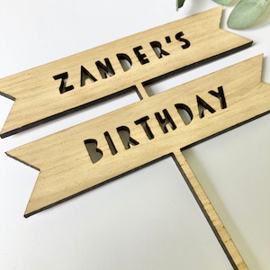 Personalised birthday cake topper, wooden cake topper, rustic cake decoration image 6