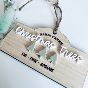 Christmas tree bauble, rustic wooden bauble, Christmas sign, farm fresh Christmas tree, Christmas gift, ornament, wood Christmas decoration image 3