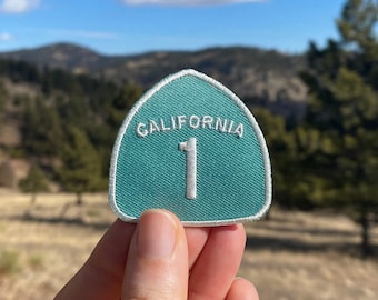Mini California Hwy 1 Patch - The PCH - Pacific Coast Highway - Iron on Explorer Embroidered Badge