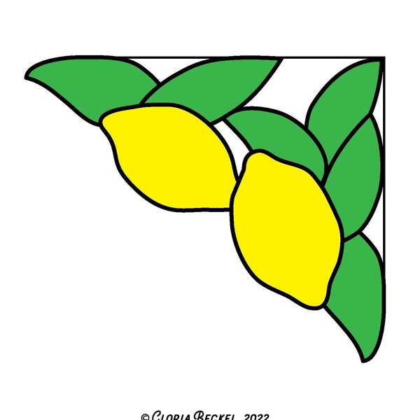 Lemon Corner Hobby License Stained Glass Pattern - Beginner - Intermediate - Digital PDF style file - kitchen easy italian meyer suncatcher