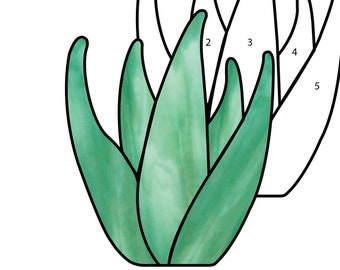 Aloe Plant Hobby License Beginner Stained Glass Pattern - Tiffany Style houseplant - Digital PDF file - cute desk plant or easy suncatcher
