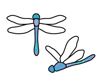 Two Dragonflies Hobby License Beginner Stained Glass Pattern - Dragonfly - Digital PDF file - cute ornament, or easy suncatcher download