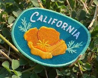 California Poppy Patch - Iron on Explorer Embroidered Badge