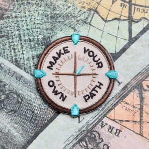 Mini Make Your Own Path Iron-on Patch - Mindfulness Quote - Compass