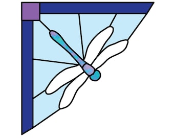 Dragonfly Corner Hobby License Beginner Stained Glass Pattern - Dragonfly - Digital PDF file - cute ornament, or easy suncatcher download