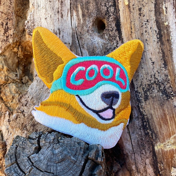Cool Corgi Adventure Dog Patch - Iron on Explorer Embroidered Badge