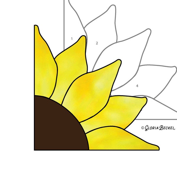 Sunflower Hobby License Beginner Corner Stained Glass Pattern - Tiffany Style - Digital PDF file - home decor, or easy suncatcher